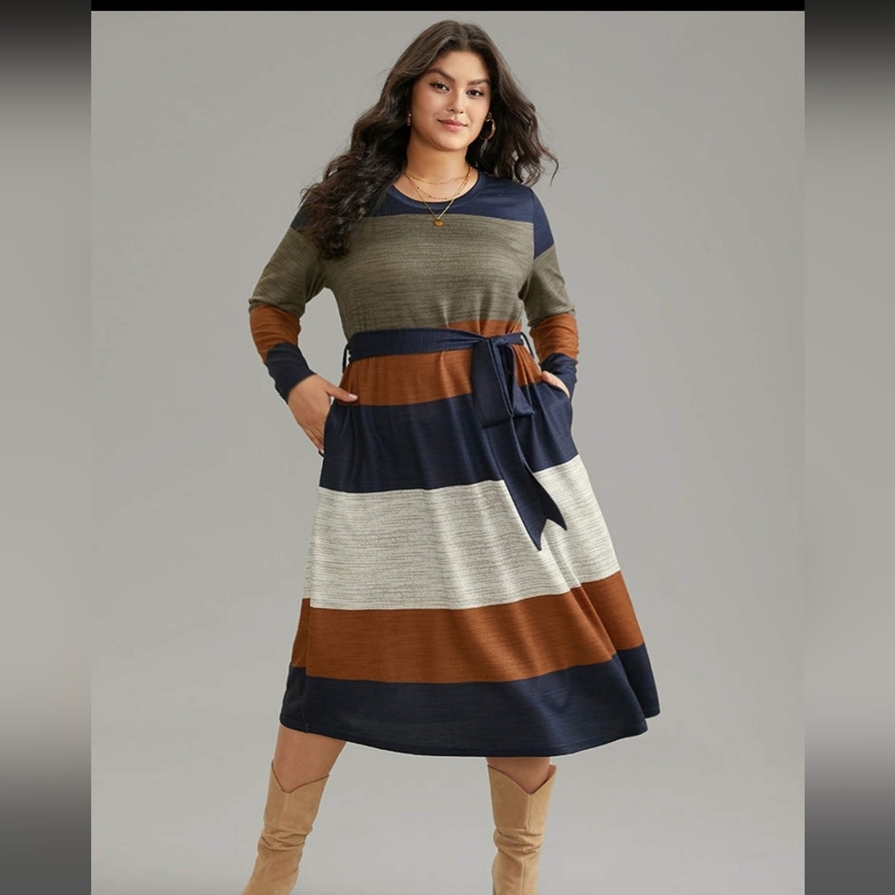 Bloomchic midi dress with belt and pockets